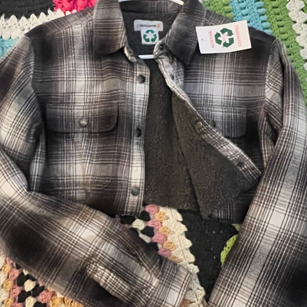 Carhartt Black and Gray Plaid Women's Utility Jacket